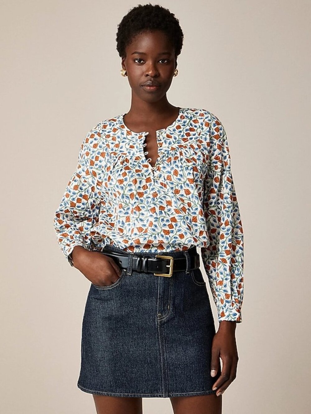 J. Crew Spring 2025 100% Cotton Floral Popover Blouse Size Meidum